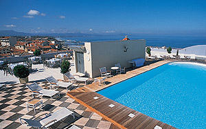 Rooftop pool and sundeck bar.