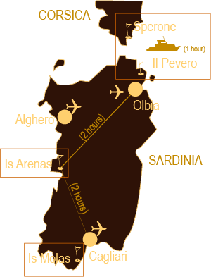 Sardinia golf destinations map