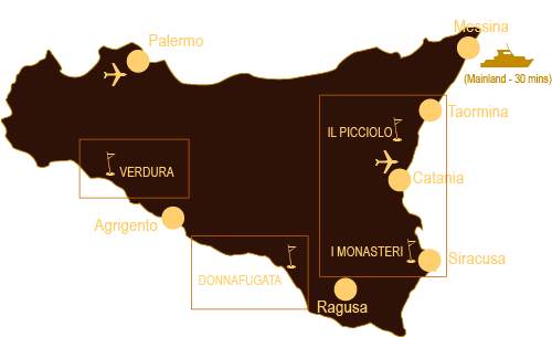 Sicilian golf destination map