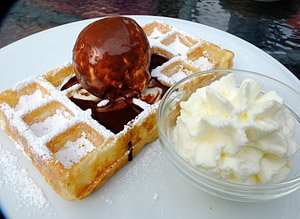 Belgian waffle and ice-cream