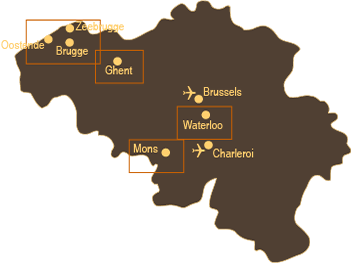Belgian golf destinations map