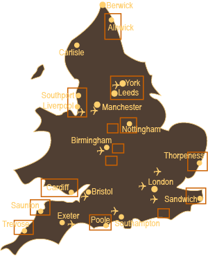 England & Wales golfbreak map