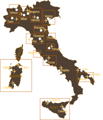 Italian golf destinations map