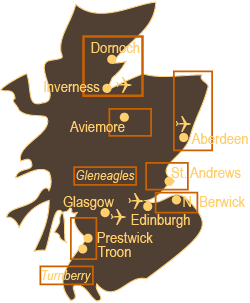 Scottish golfbreak destinations map