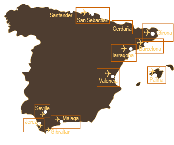 Spanish golf holiday destination map
