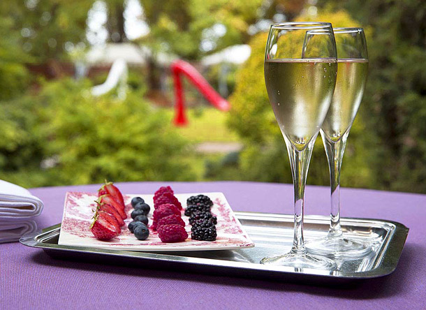 Taittinger champagne flutes & canapes